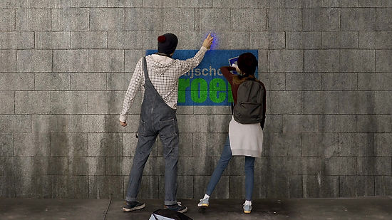 twee fans gezocht Graffiti Logo rijschool groen